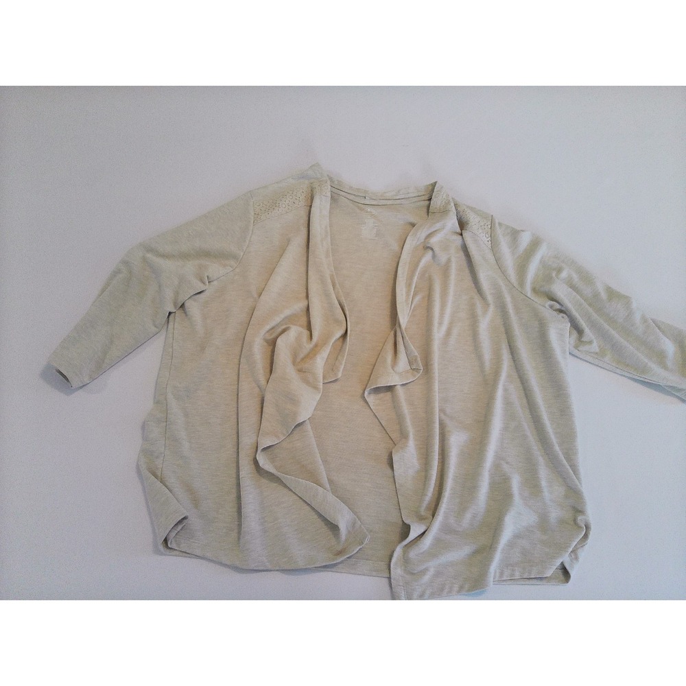 St John's‎ Bay Oatmeal Open Front Cardigan 2XL Long Sleeve Knit Sweater
